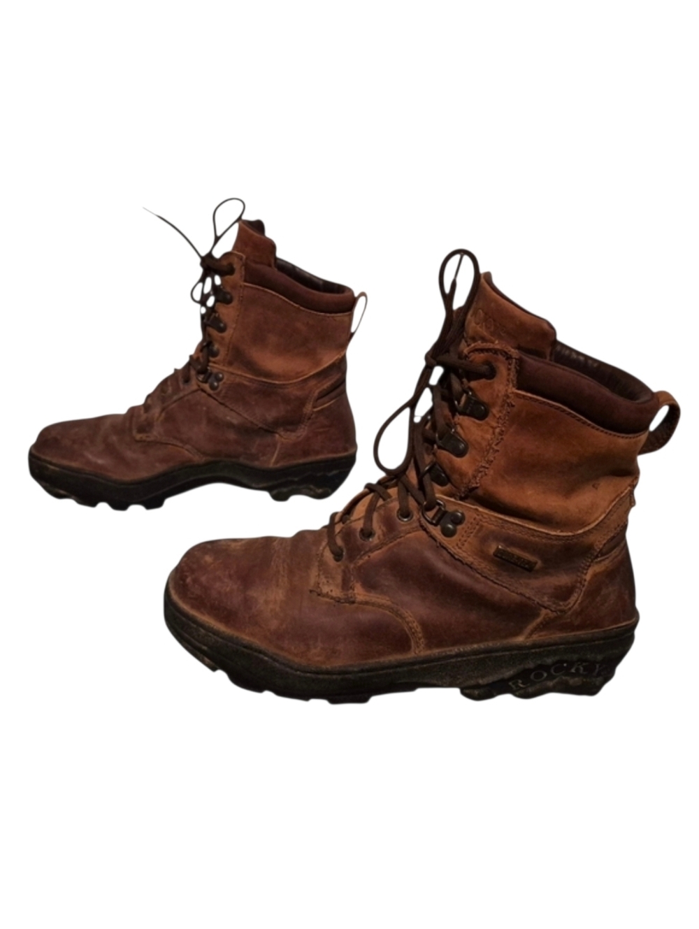 Rocky Brown Leather Lace-Up Combat Ankle Boots Men's Size 11W